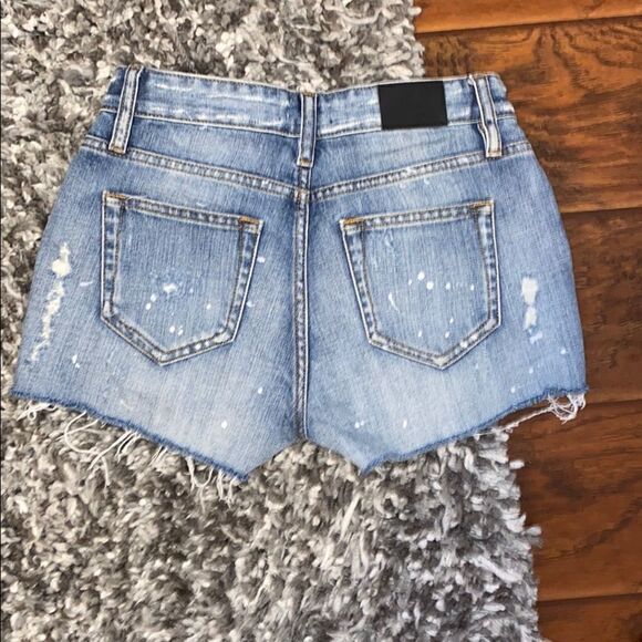 Rails Austin Blue Distressed Paint Splatter Denim Short Festival Concert Boho - Picture 9 of 16